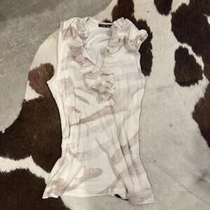 Marc Aurel Women's Sleeveless Ruffle Collar Top